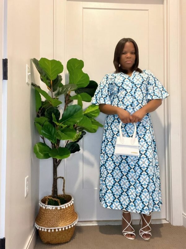 I SEE BLUE BUTTON DOWN MIDI DRESS