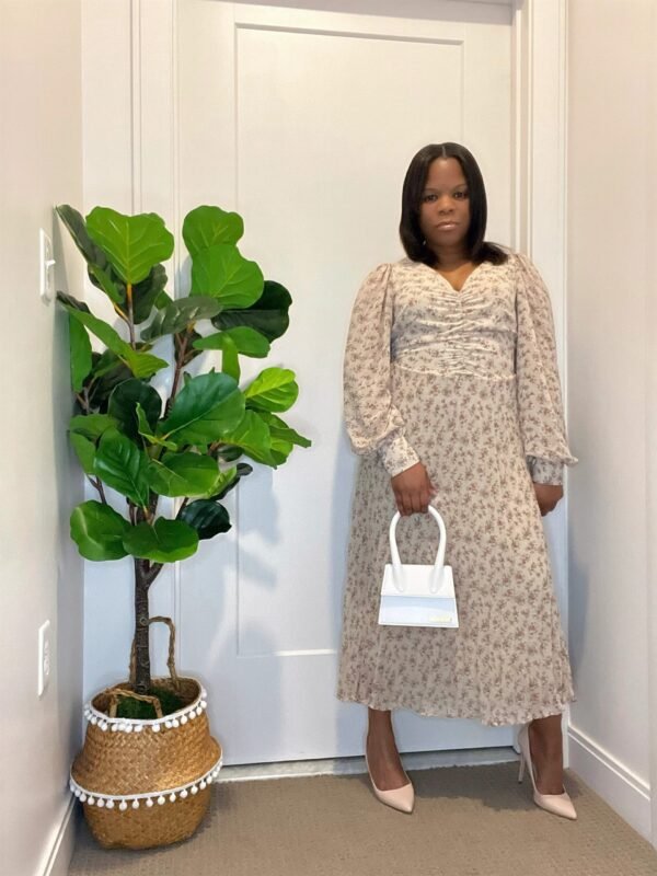 PLEATED IN ROUCHED DRESS